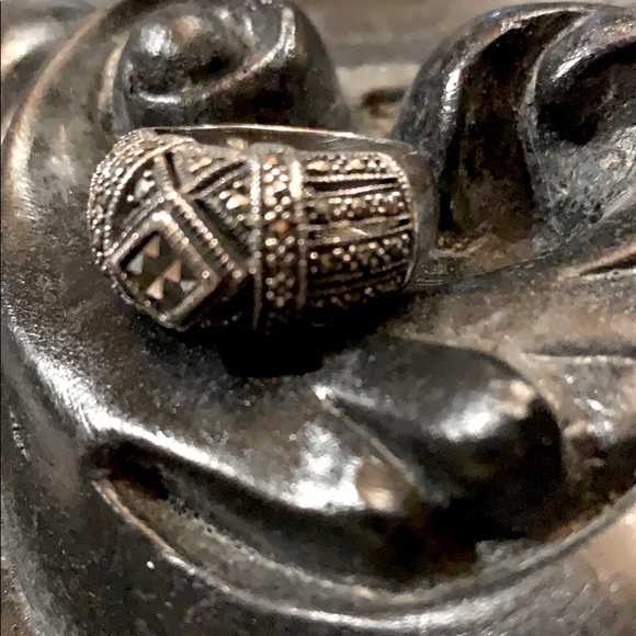 Marchesite ring, beautiful heavy sterling silver - Picture 2 of 7